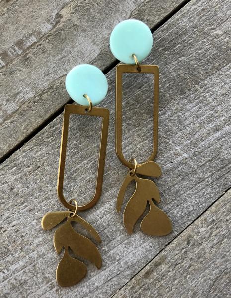 Polymer clay and brass leaf earrings