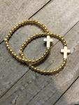 Dainty gold (hematite) and howlite cross bracelet