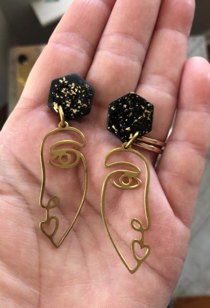 Polymer Clay and Brass "face" Earrings picture