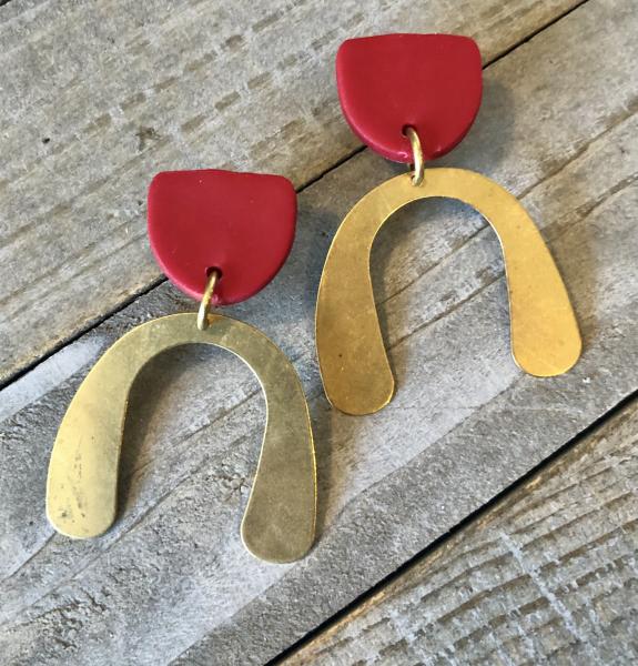 Polymer clay and brass earrings