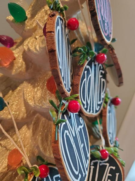2.5" Santa's Reindeer Wood Slice Ornament; Rustic Christmas Tree Ornament- Wood Slice Ornament picture