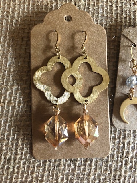 Brass and "Crystal" Earrings picture