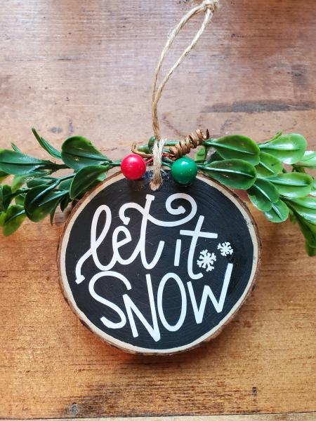 3" Set A Wood Slice Ornament; Rustic Christmas Tree Ornament- Wood Slice Ornament picture