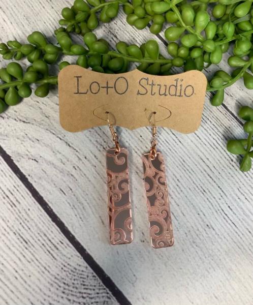 Rose Gold Acrylic Swirl Rectangle Earring