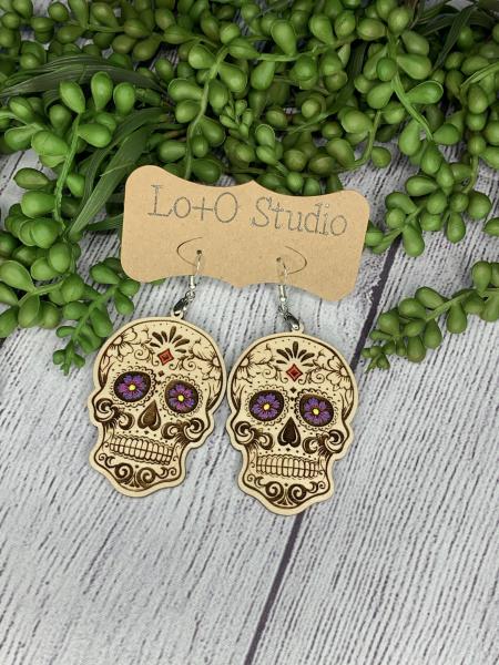 Painted Sugar Skull Earring picture