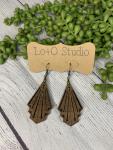 Walnut Art Deco Fan Earring