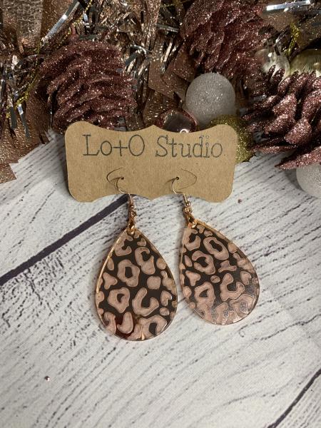 Rose Gold Acrylic Leopard Print Teardrops