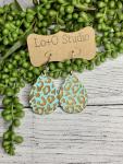 Teal Leopard Print Earrings