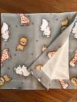 Jungle Babies on Gray Fleece / White Flannel Blanket (approx. 40x40 inches)