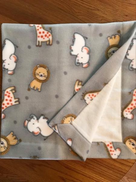 Jungle Babies on Gray Fleece / White Flannel Blanket (approx. 40x40 inches) picture