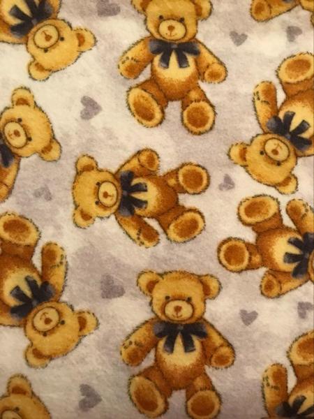 Teddy Bear Flannel Receiving Blanket - approx. 40x40