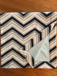 Zig Zag Fleece (navy, gray, light blue, white) / Lt Blue Flannel Blanket (approx. 40x40 inches)