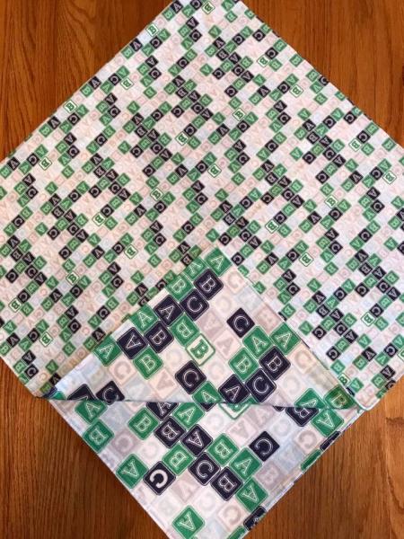 Navy/Green/Gray ABC Blanket - approx. 39x39 inches picture