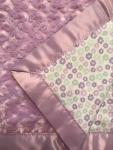 Lavender Swirl Minky / Mini Floral Flannel Blankets with satin binding- approx. 35x35 inches