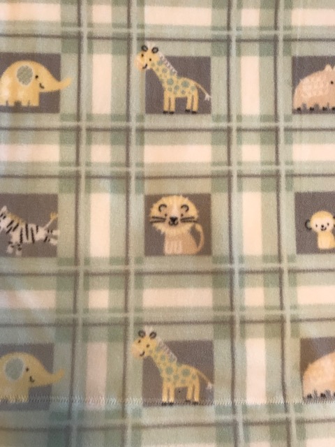 Soft Green Plaid Jungle Baby Fleece / White Flannel Blanket (approx. 40x40 inches) picture
