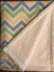 Blue/Green/White Chevron Minky / White Cuddle Sherpa Blanket