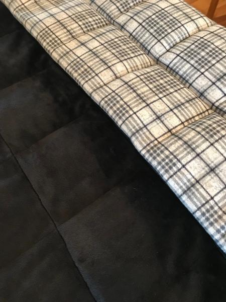 Black Dimple Minky/ Plaid Luxe Flannel Cuddle Minky Weighted Blanket, (42x70 inches) picture