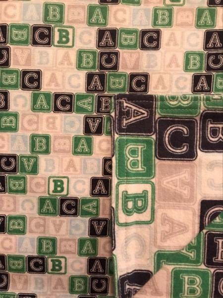 Navy/Green/Gray ABC Blanket - approx. 39x39 inches picture