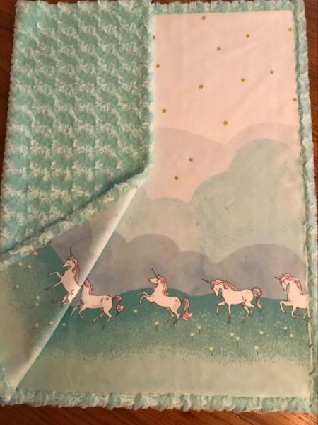 Unicorn Dance Minky / Mint Swirl Minky Blanket picture