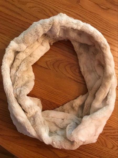 Cream/Tan Rabbit Minky Infinity Scarf picture