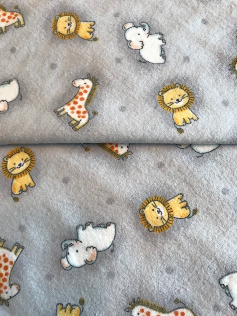 Jungle Babies on Gray Flannel Receiving Blankets - approx. 40x40