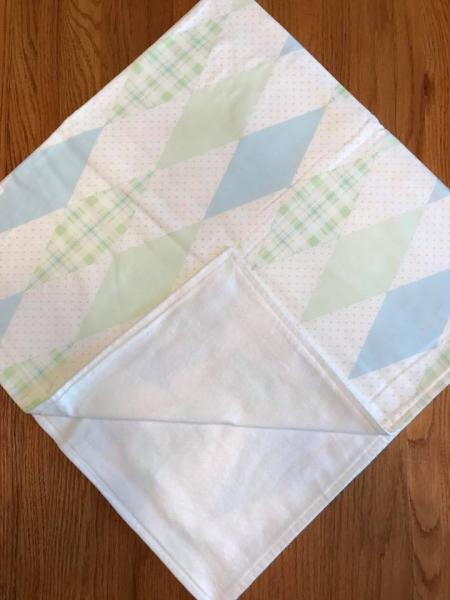 Light Blue/Light Green Argyle Blanket - approx. 39x39 inches picture