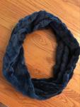 Navy Chevron Embossed Minky Infinity Scarf