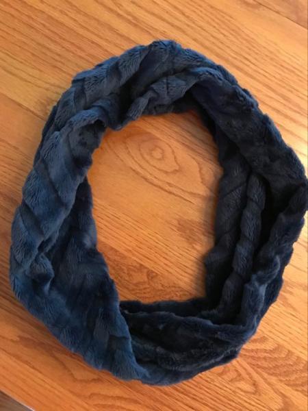 Navy Chevron Embossed Minky Infinity Scarf picture