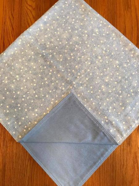 Light Blue with Stars Blanket - approx. 39x39 inches