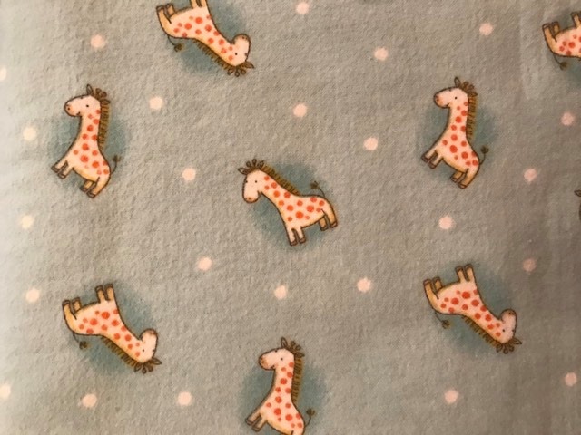 Giraffes on Aqua Flannel Receiving Blankets - approx. 40x40