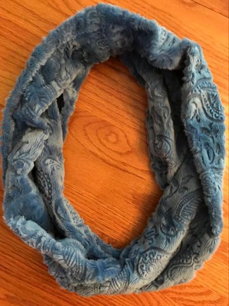 Blue Paisley Embossed Minky Infinity Scarf picture