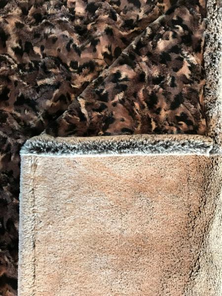 Bobcat (black, taupe, cream) Minky / Chocolate-Almond Tip Minky XL Throw