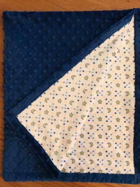 Navy Dimple Minky / Sun and Moon Minky Blanket