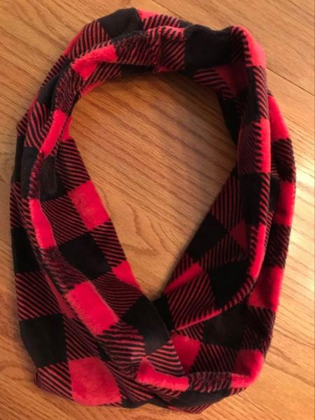 Red & Black Buffalo Plaid Minky Infinity Scarf