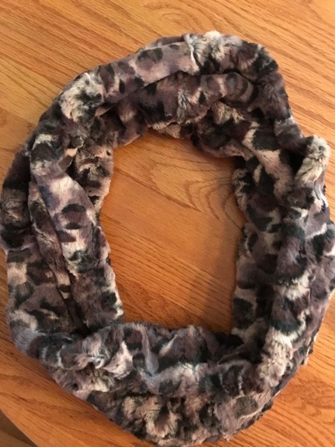 Bobcat (taupe, black, cream) Minky Infinity Scarf