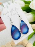 Blue/pink resin earrings