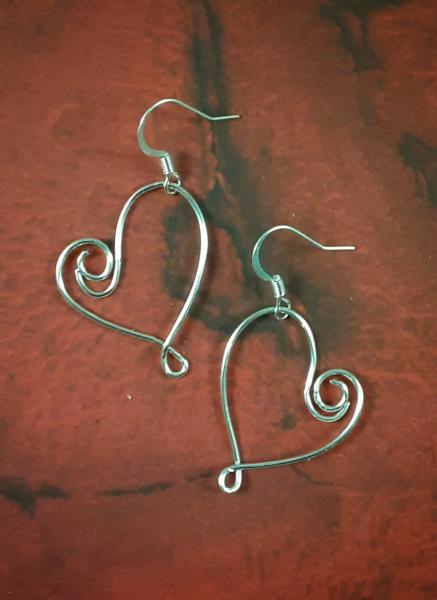 "Sloping Hearts" Wire Earrings picture