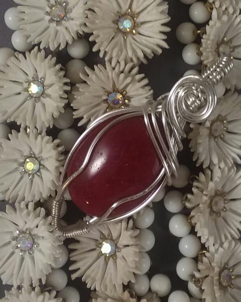 Red Howlite Wire Wrapped Pendant