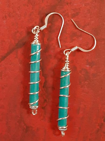 Teal Paper Bead Earrings picture