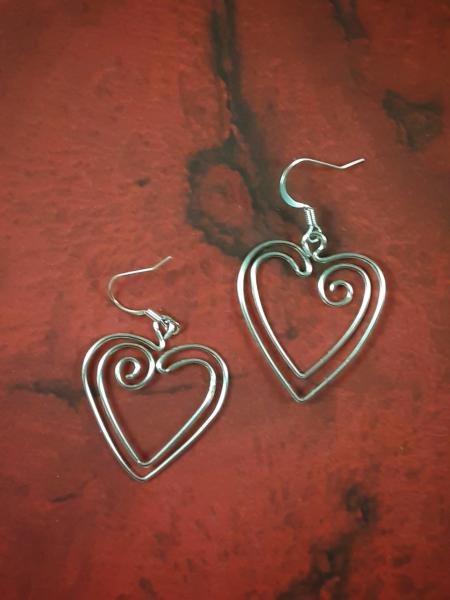 "Double Hearts" Wire Earrings picture