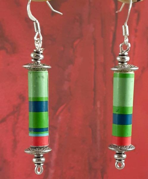 Striped Paper Bead Earrings picture