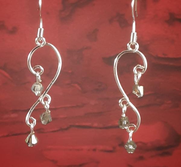 "Curves and Crystals" Wire Earrings