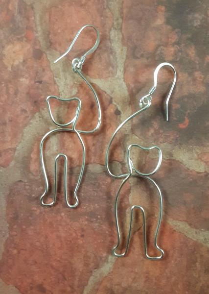 "Walking Cats" Wire Earrings picture