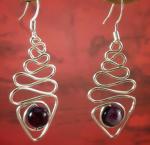 Curved Wire Earring with Purple Bead