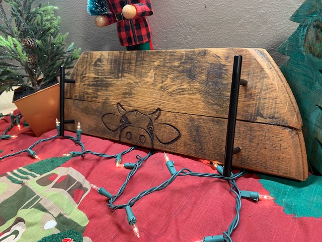 Cow Bourbon Barrel Serving Tray picture