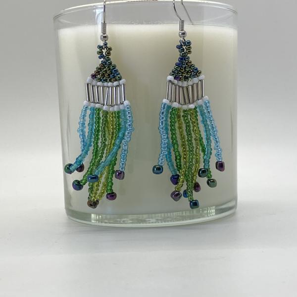 Teal Beaded Dangle Earrings picture