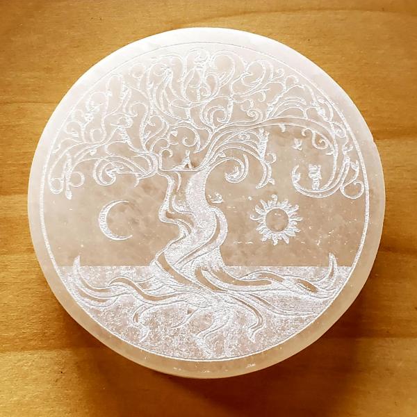 Selenite  Charging Plate Tree of Life 6" picture