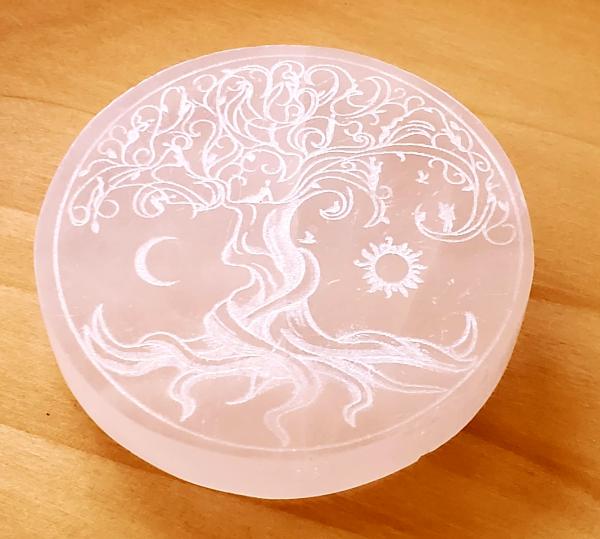 Selenite Charging Plate Tree of Life 3" picture
