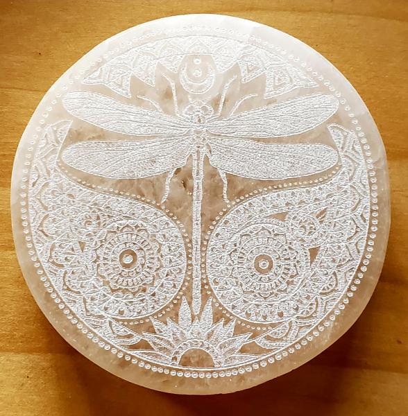 Selenite Charging Plate Dragon Fly 3" picture