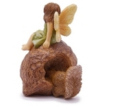Walnut Perch with Fairy and Squirrel